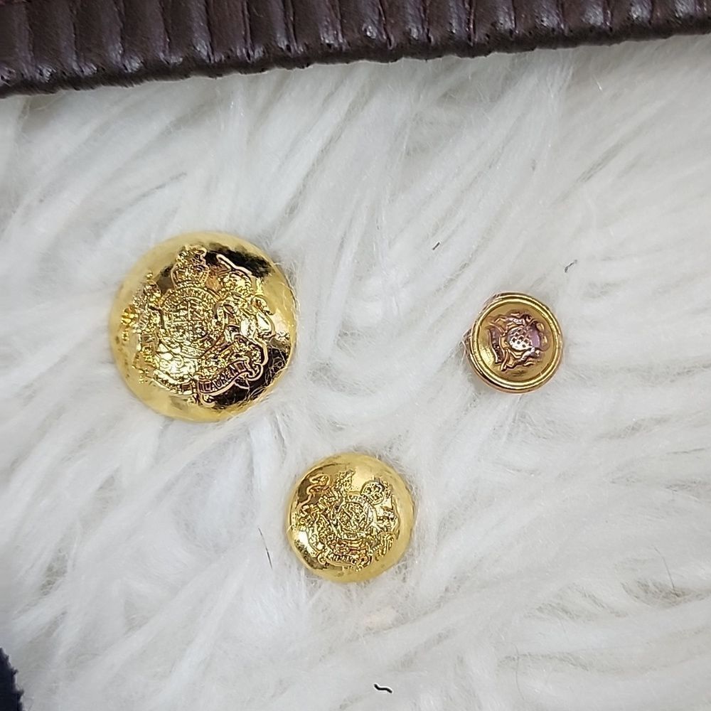 Ralph Lauren Crown Patch with Coordinating Embossed Gold Tone Buttons